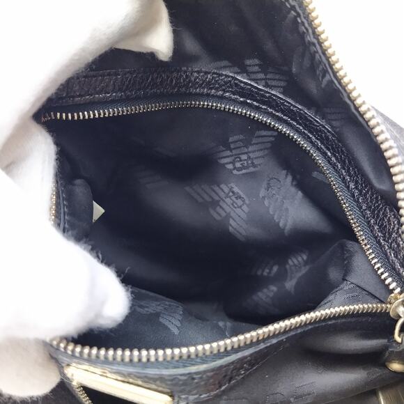 Emporio Armani Black Leather Zipper Closure Hobo Shoulder Bag - Picture 13 of 16